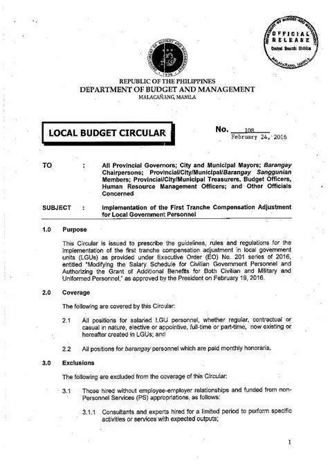 LOCAL BUDGET CIRCULAR .